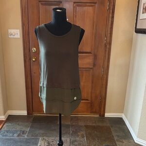 Gorgeous Michael Kors sleeveless army green tank with gold emblem.